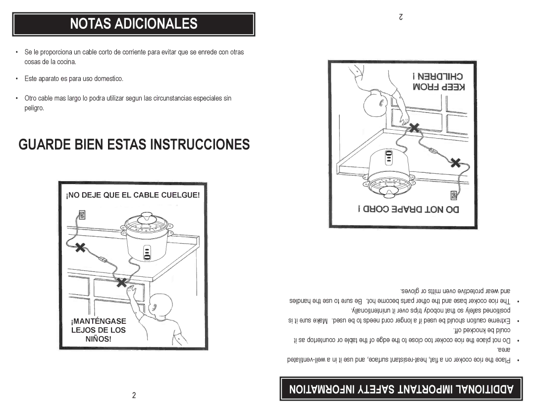 Aroma ARC-720-1G instruction manual Notas Adicionales 