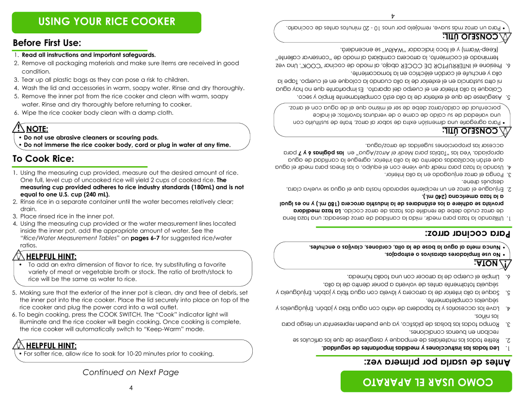 Aroma ARC-7216NG instruction manual Using Your Rice Cooker, Com, Before First Use, To Cook Rice, Ve z 