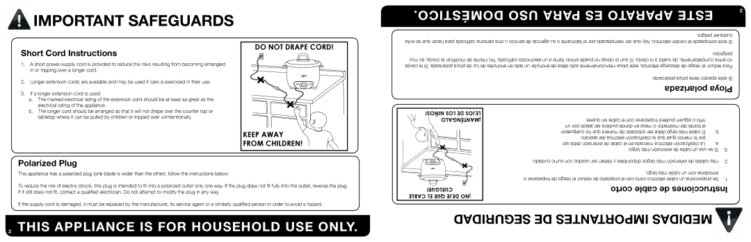 Aroma ARC-740-1NG Seguridad DE Importantes Medidas, Or tripping over a longer cord, If a longer extension cord is used 