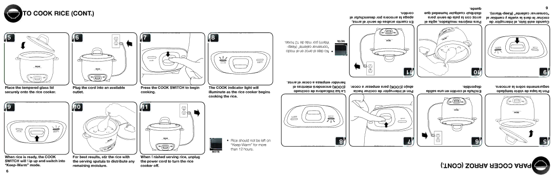 Aroma ARC-740-1NG manual Cordón, El desenchufar por arrocera la apaga, Arroz, el servir de acabas cuanto En 