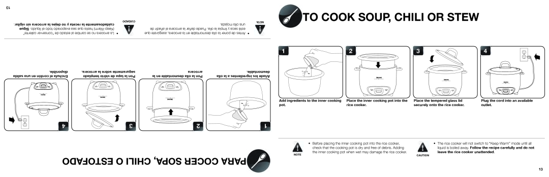 Aroma ARC-740-1NG manual To Cook Soup, Chili Or Stew, Estofado O Chili Sopa, Cocer Para, disponible, desmontable 