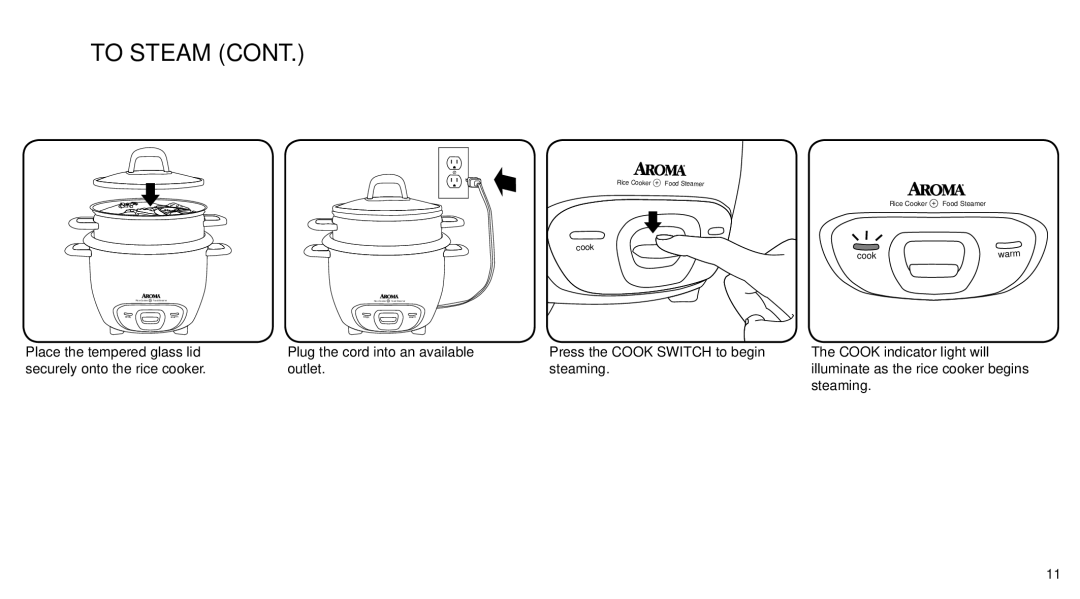 Aroma ARC-747-1NGR instruction manual To Steam 