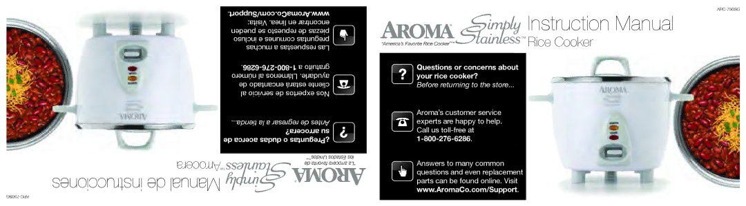 Aroma ARC-750SG instruction manual Instrucciones de Manual 