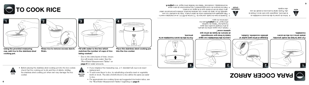 Aroma ARC-750SG instruction manual To Cook Rice, Página 