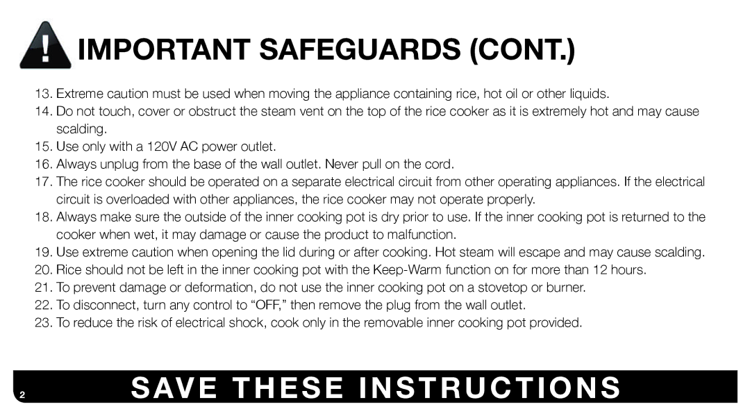 Aroma ARC-760-NGRP instruction manual 2SAVE These Instructions 