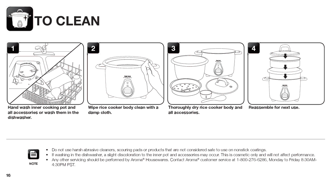 Aroma ARC-767-NGP manual To Clean 