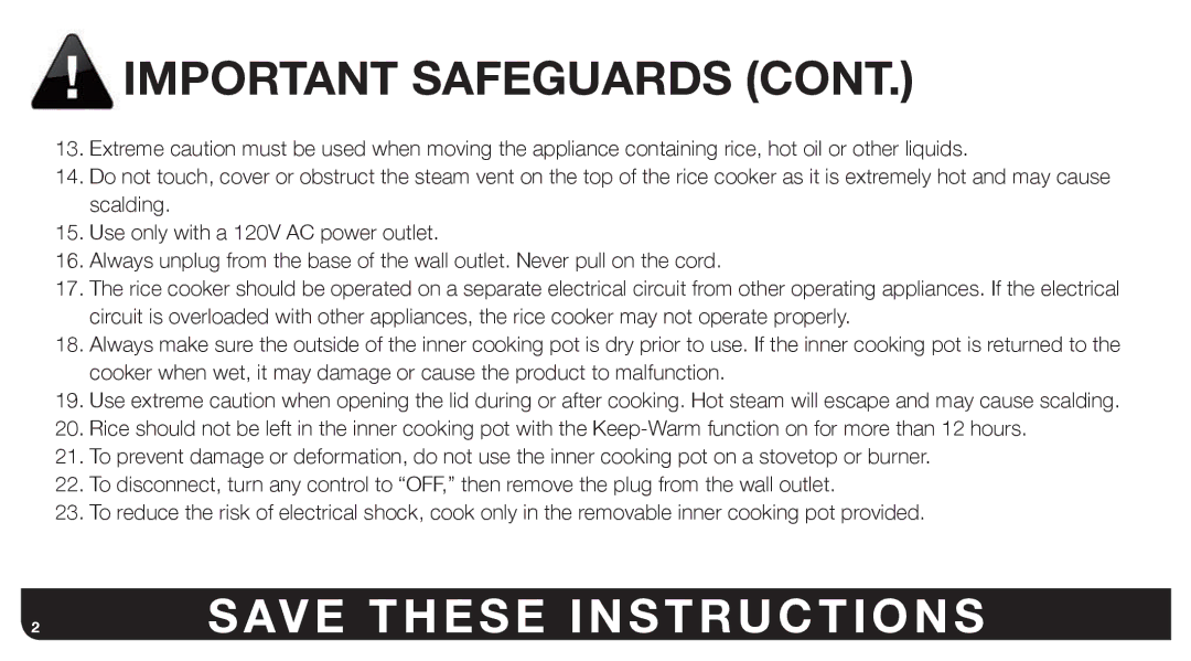 Aroma ARC-767-NGP manual 2SAVE These Instructions 