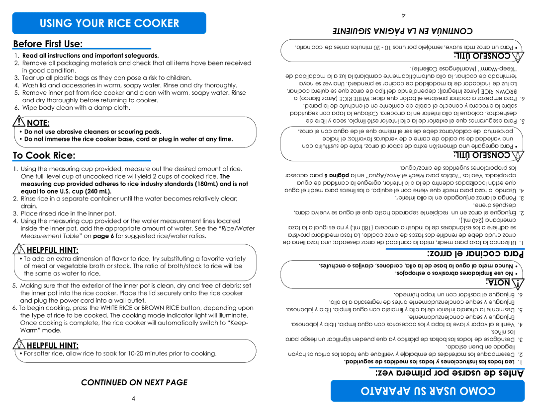 Aroma ARC-787D-ING instruction manual Using Your Rice Cooker, Como, Before First Use, To Cook Rice, Dee s Ant 