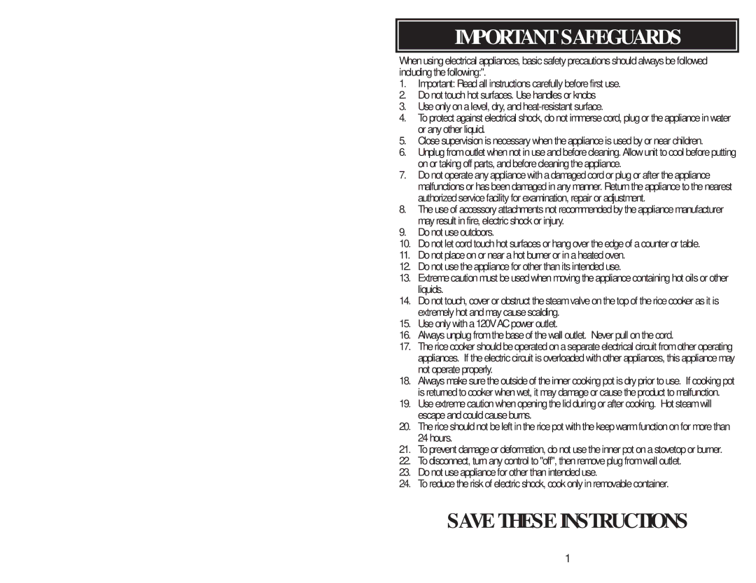 Aroma ARC-826SW instruction manual Important Safeguards 