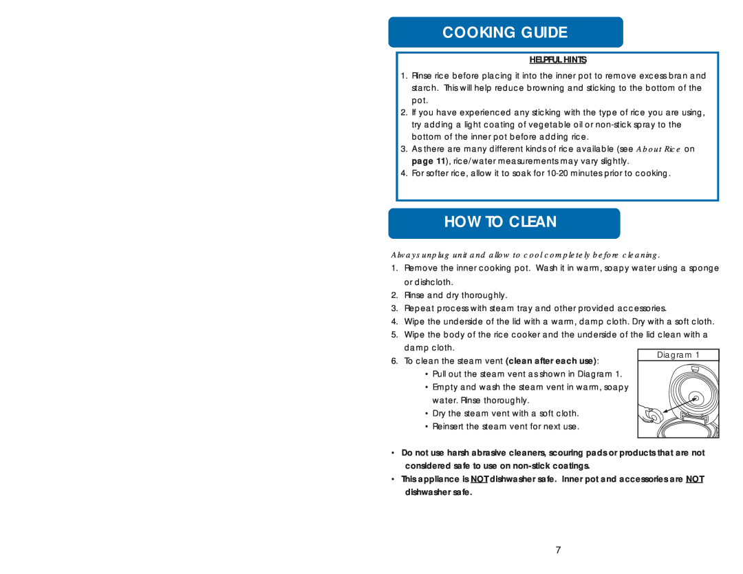 Aroma ARC-830CA instruction manual Cooking Guide, How To Clean 