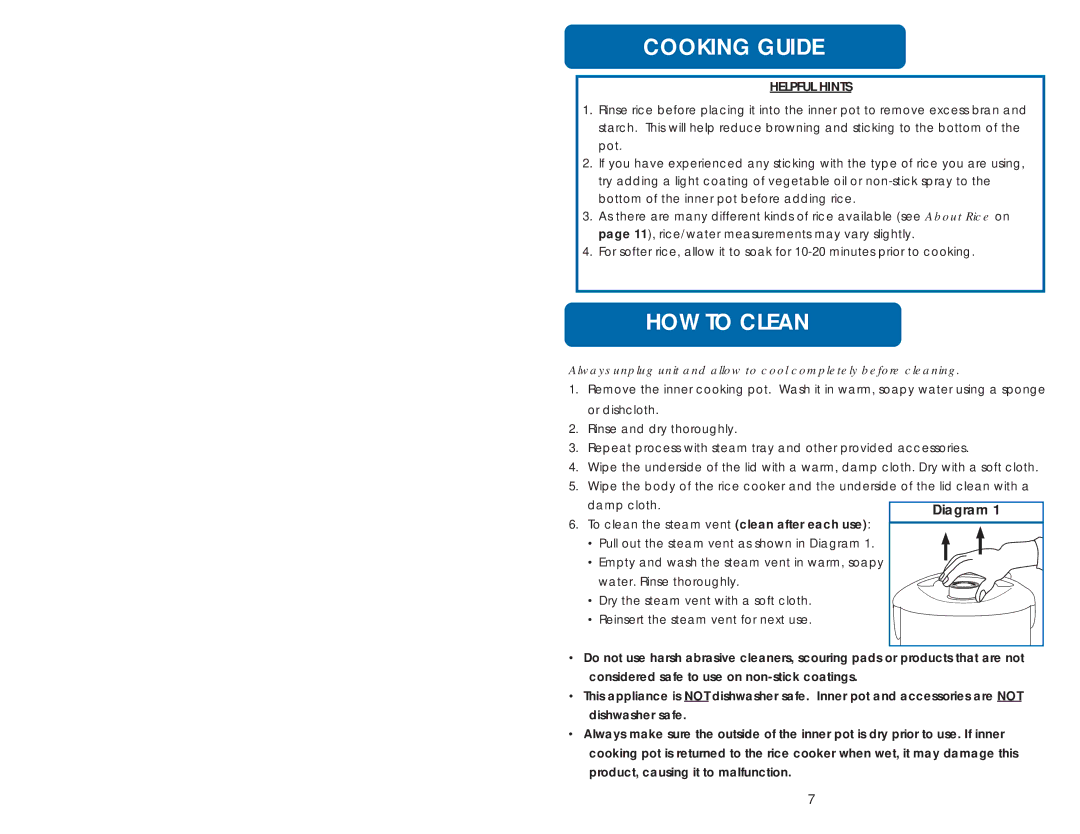 Aroma ARC-830TC instruction manual Cooking Guide, Helpful Hints 