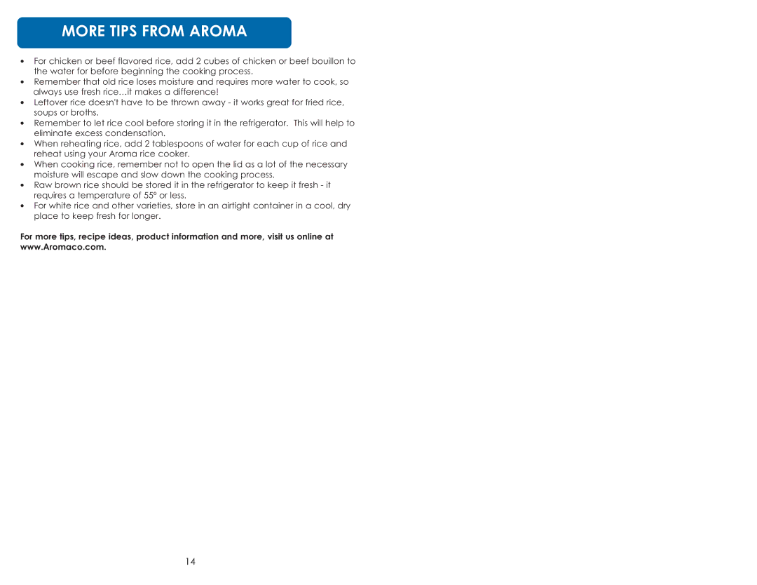 Aroma ARC-900SB instruction manual More Tips from Aroma 