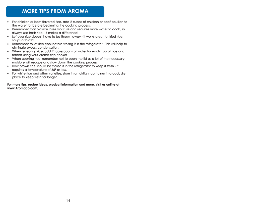 Aroma ARC-900SB instruction manual More Tips From Aroma 