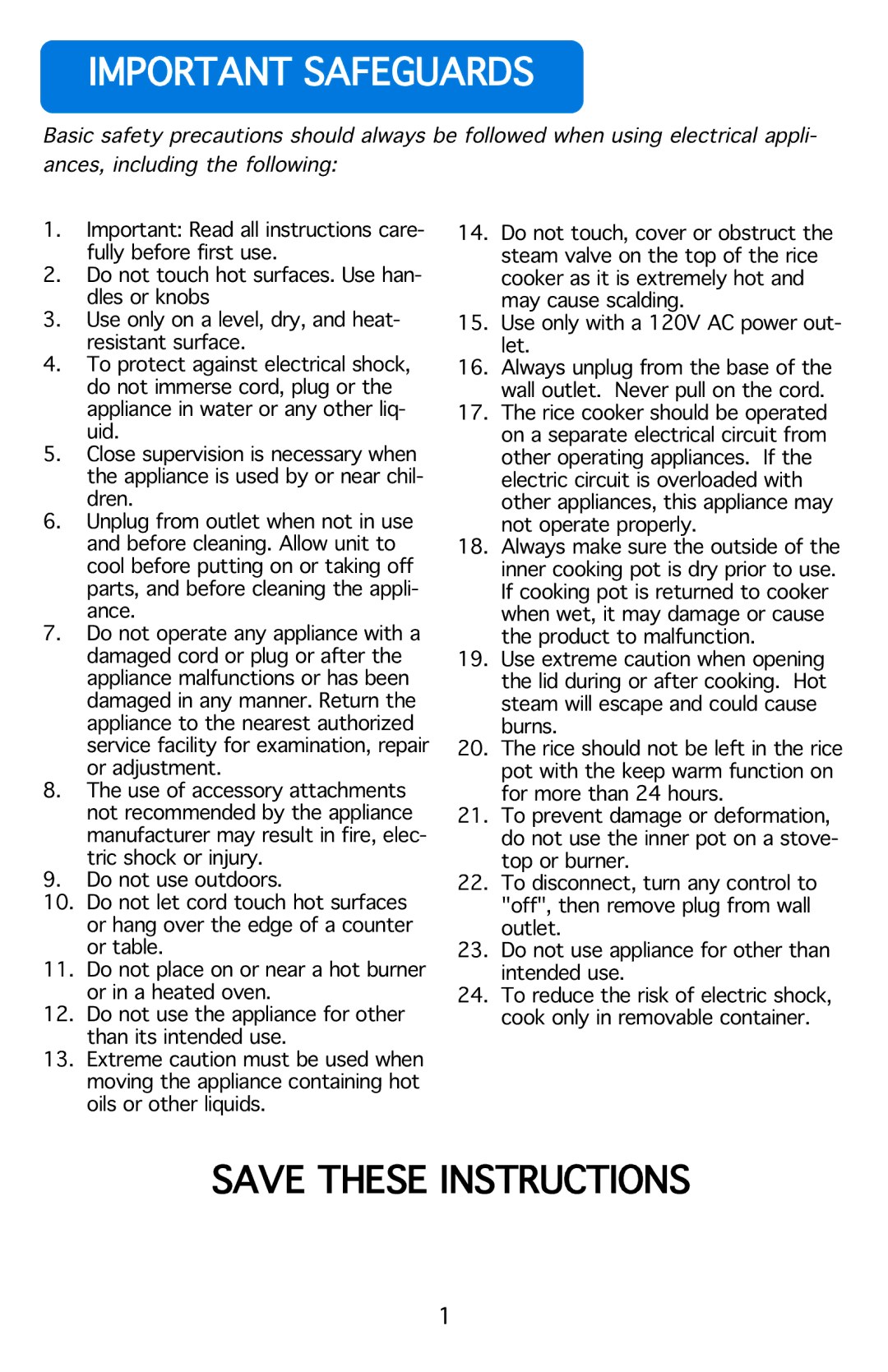 Aroma ARC-914B instruction manual Importantysafeguards, DoYnotYuseYoutdoors.Y 