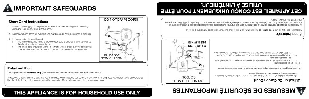 Aroma ARC-914SBDC instruction manual This Appliance is for Household USE only 