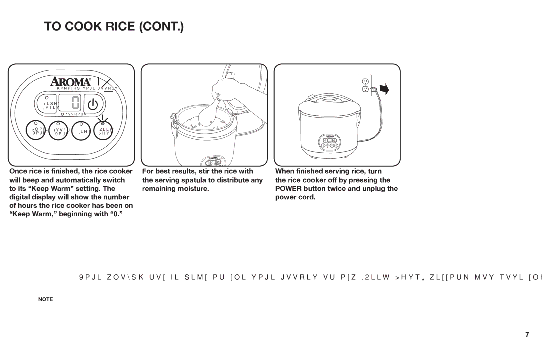 Aroma ARC-926SBD instruction manual To Cook Rice 