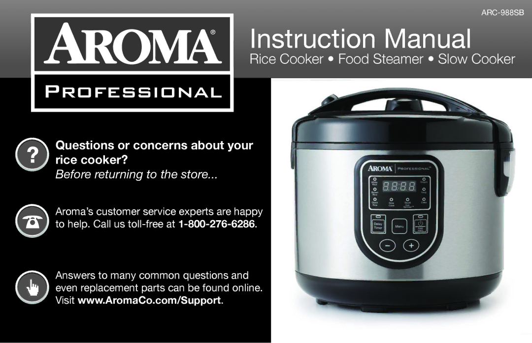 Aroma ARC-988SB instruction manual Professional 