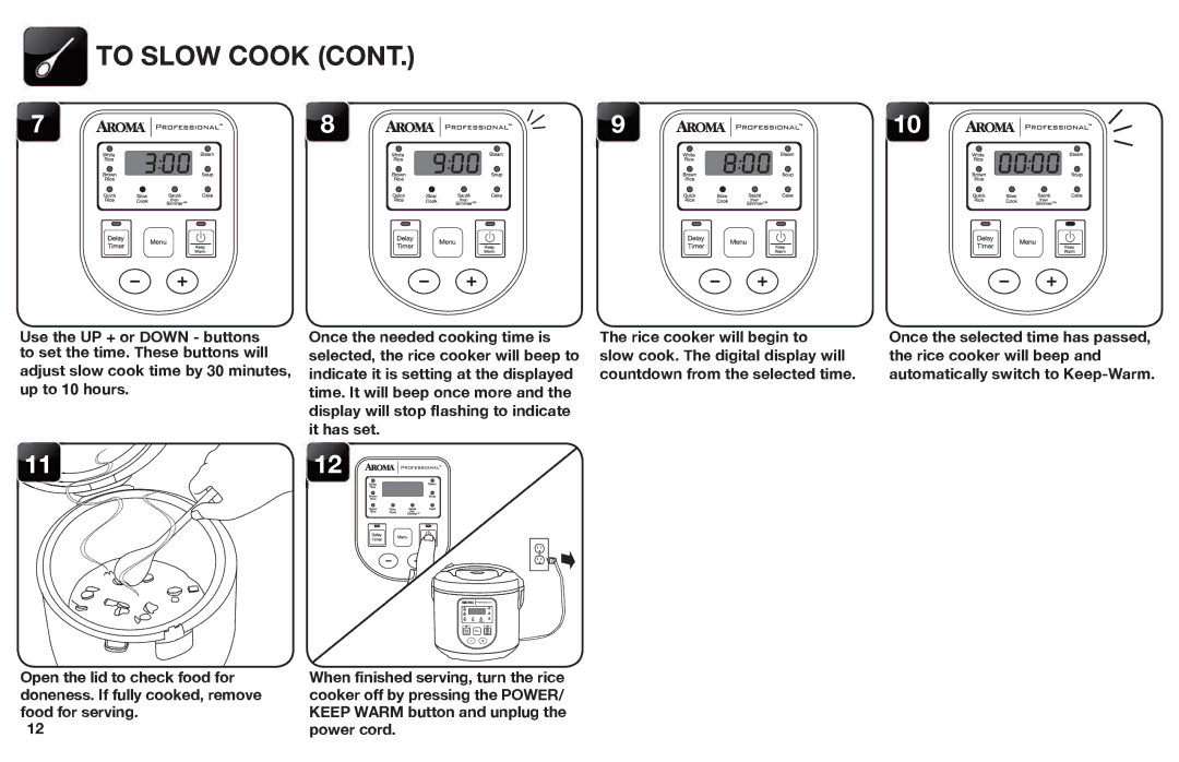 Aroma ARC-988SB instruction manual To Slow Cook 