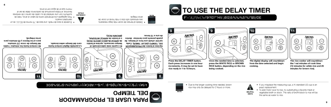 Aroma ARC-996SB manual To USE the Delay Timer 