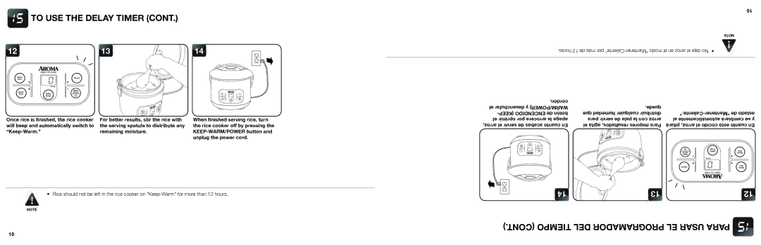 Aroma ARC-996SB manual To USE the Delay Timer, For better results, stir the rice with, Serving spatula to distribute any 