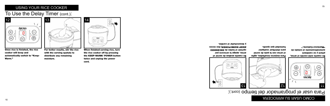 Aroma ARC-996 instruction manual Tiempo del programador el usar Para Arrocera SU Usar Como 