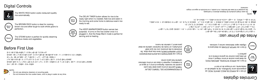 Aroma ARC-996 instruction manual Digital Controls, Uso primer del Antes Before First Use, Digitales Controles 