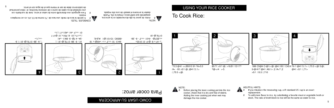 Aroma ARC-996 instruction manual To Cook Rice, Arroz cocer Para Arrocera SU Usar Como 