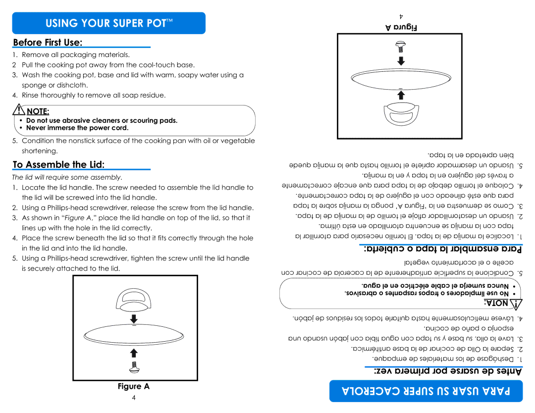 Aroma ASP-137/ASP-137B instruction manual Using Your Super POT, Sa R Pa R, Before First Use, To Assemble the Lid, Ve z 