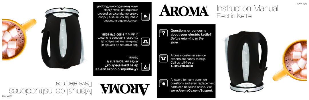 Aroma AWK-108 instruction manual Eléctrica Pava instrucciones de Manual 108-AWK 