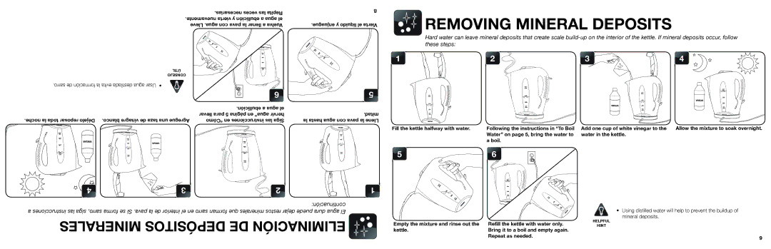 Aroma AWK-108 instruction manual Removing Mineral Deposits 