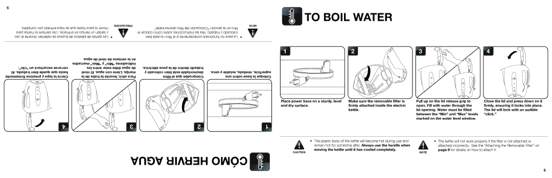 Aroma AWK-108 Agua Hervir Cómo, Desmontable” Ltro del “Colocación sección la en ltro, Abrir, Para Ltro el que Compruebe 