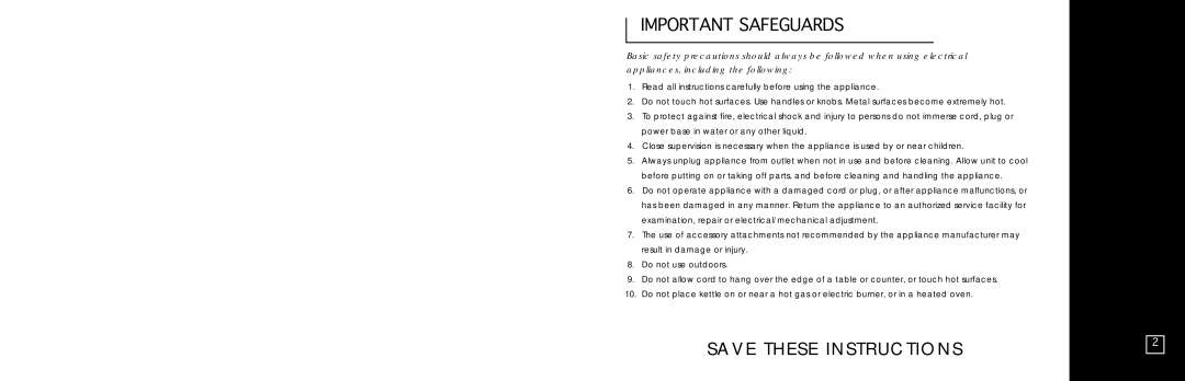 Aroma AWK-118SB instruction manual Important Safeguards 