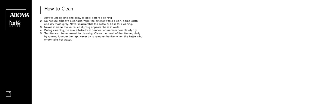 Aroma AWK-118SB instruction manual How to Clean 