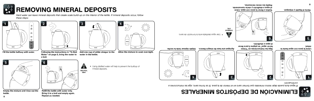 Aroma AWK-125B, AWK-125S, AWK-125W, AWK-125R instruction manual Removing Mineral Deposits 