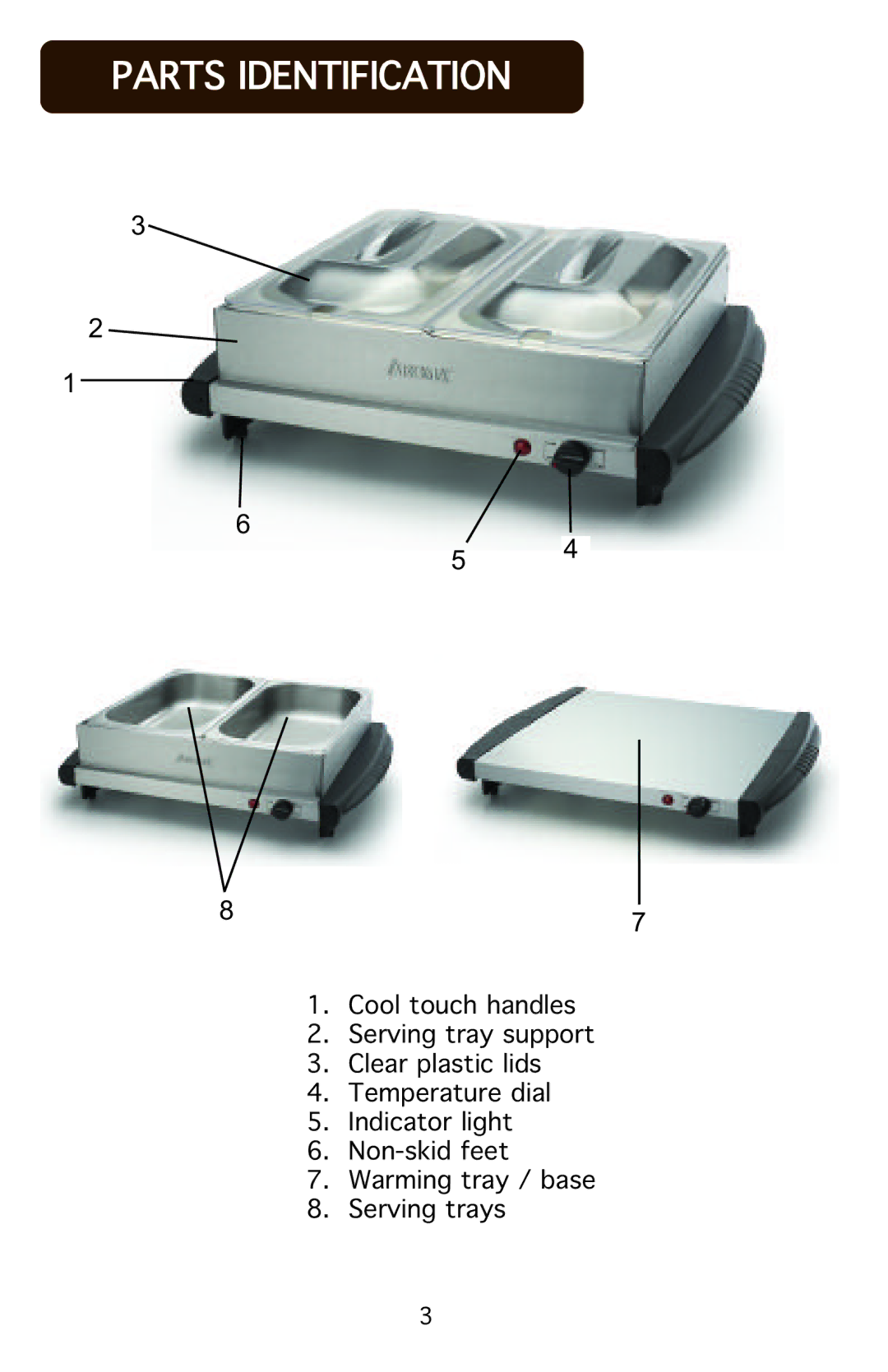 Aroma AWT-1202 instruction manual Partsuidentification 