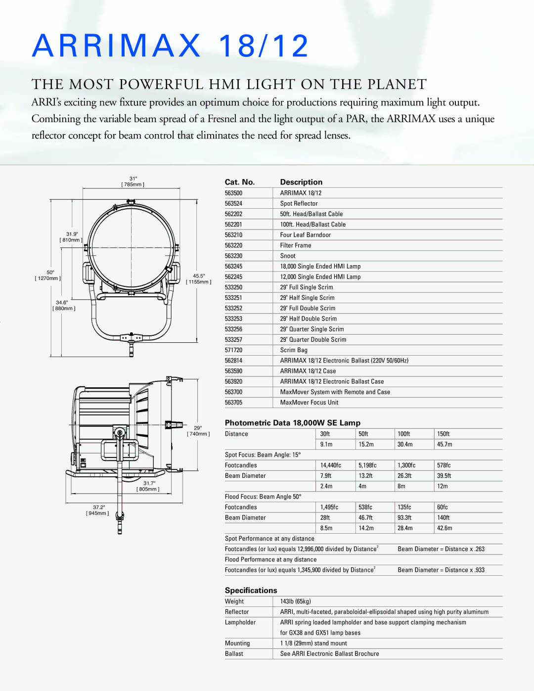 ARRI manual Arrimax 18/12 