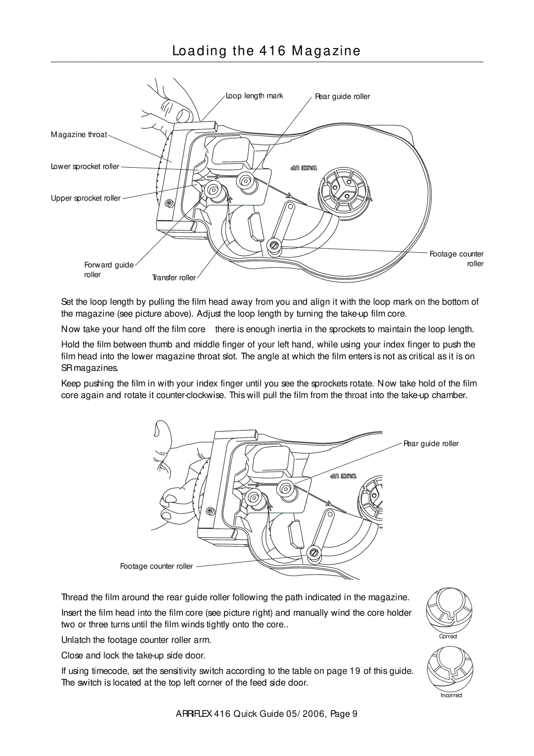 ARRI 416 manual Loop length mark 