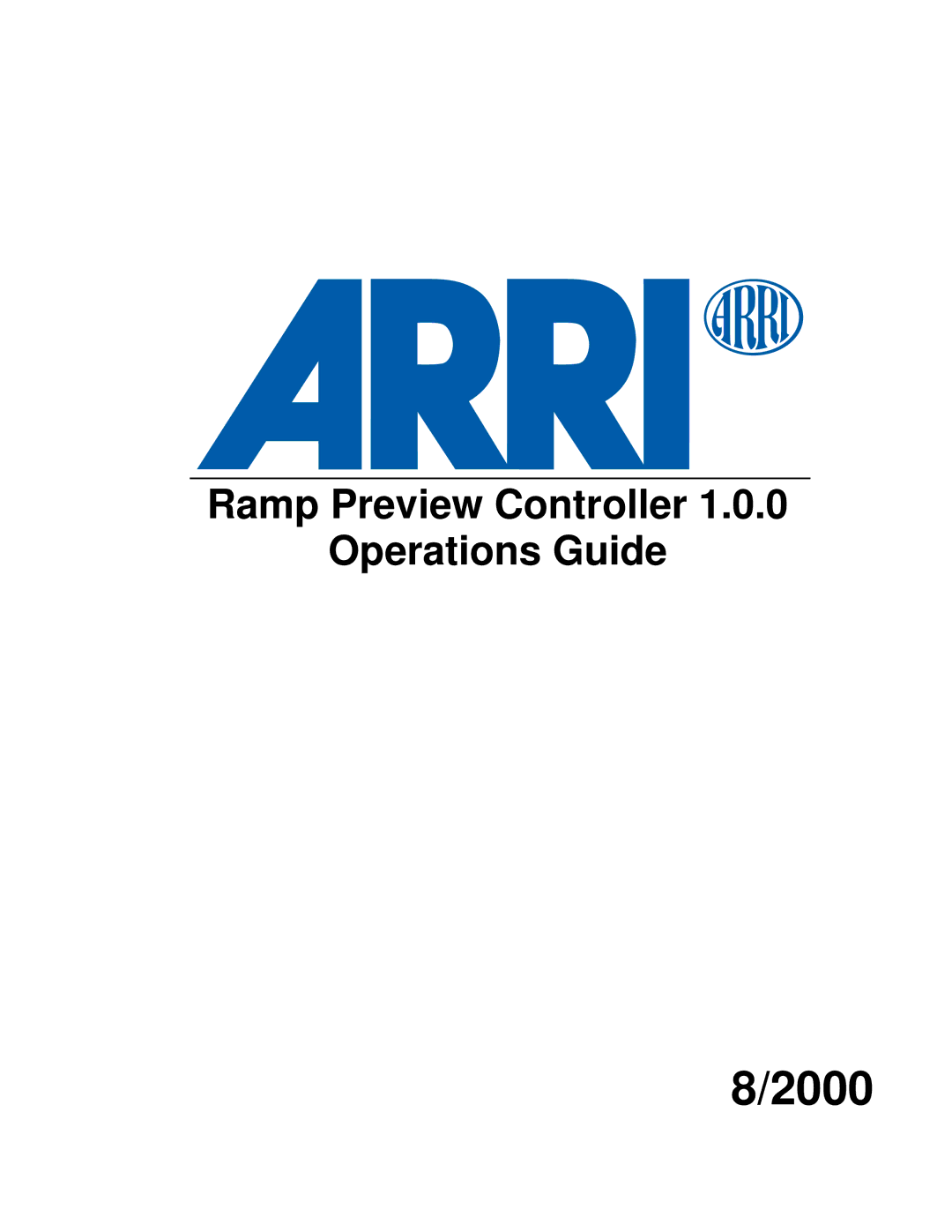 ARRI ARRI Ramp Preview Controller manual 2000 