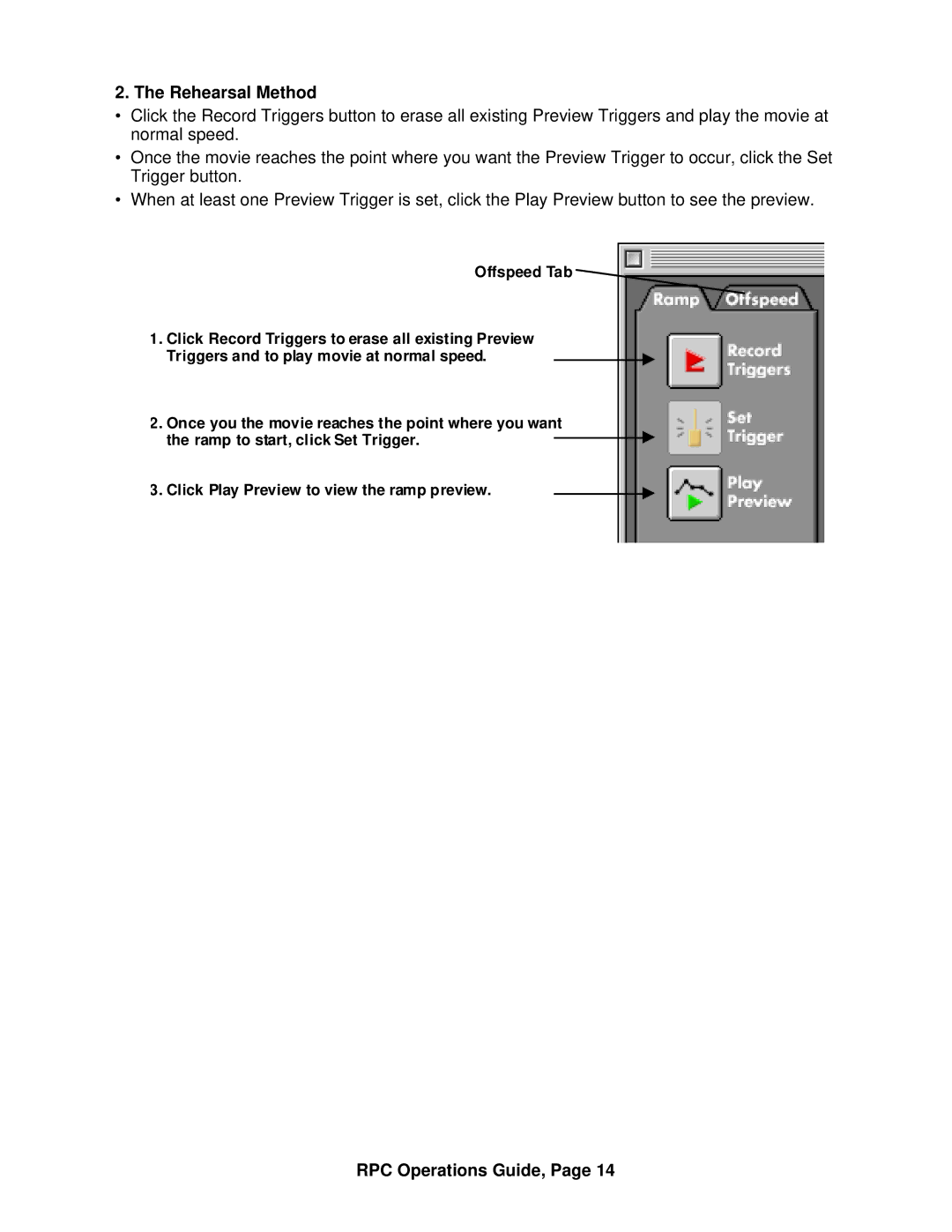 ARRI ARRI Ramp Preview Controller manual Rehearsal Method, Offspeed Tab 