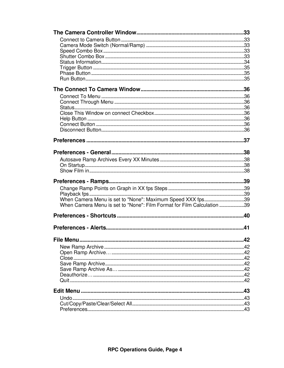 ARRI ARRI Ramp Preview Controller manual Preferences Shortcuts, Edit Menu 