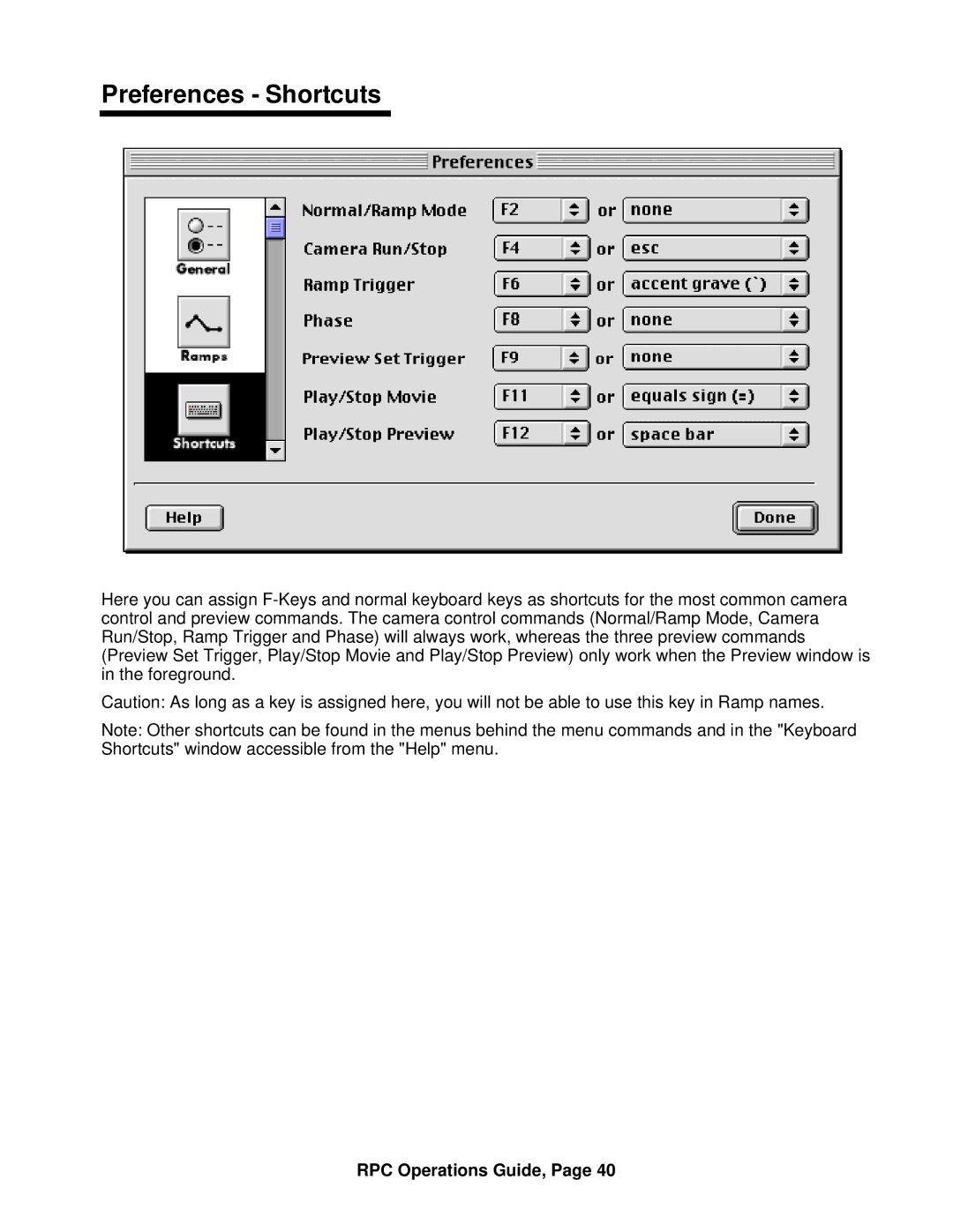 ARRI ARRI Ramp Preview Controller manual Preferences Shortcuts 