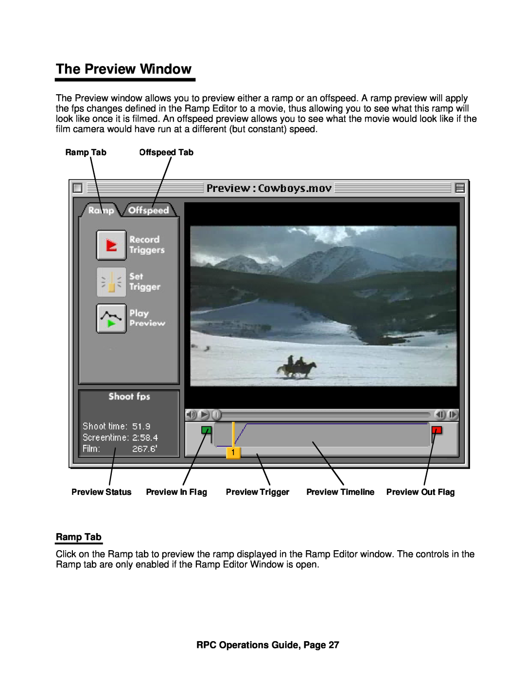 ARRI ARRI Ramp Preview Controller manual The Preview Window, Ramp Tab, RPC Operations Guide, Page 