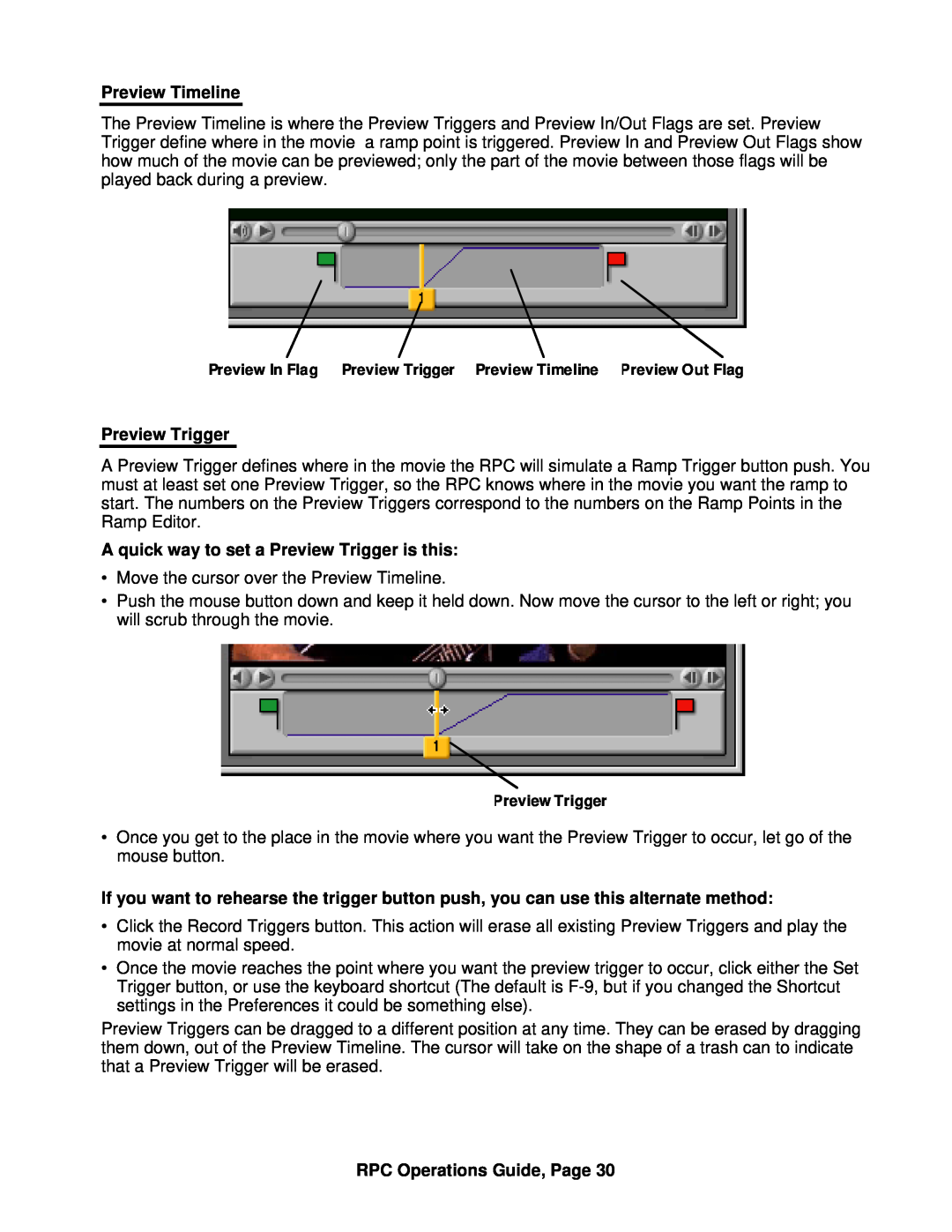 ARRI ARRI Ramp Preview Controller manual Preview Timeline, A quick way to set a Preview Trigger is this 