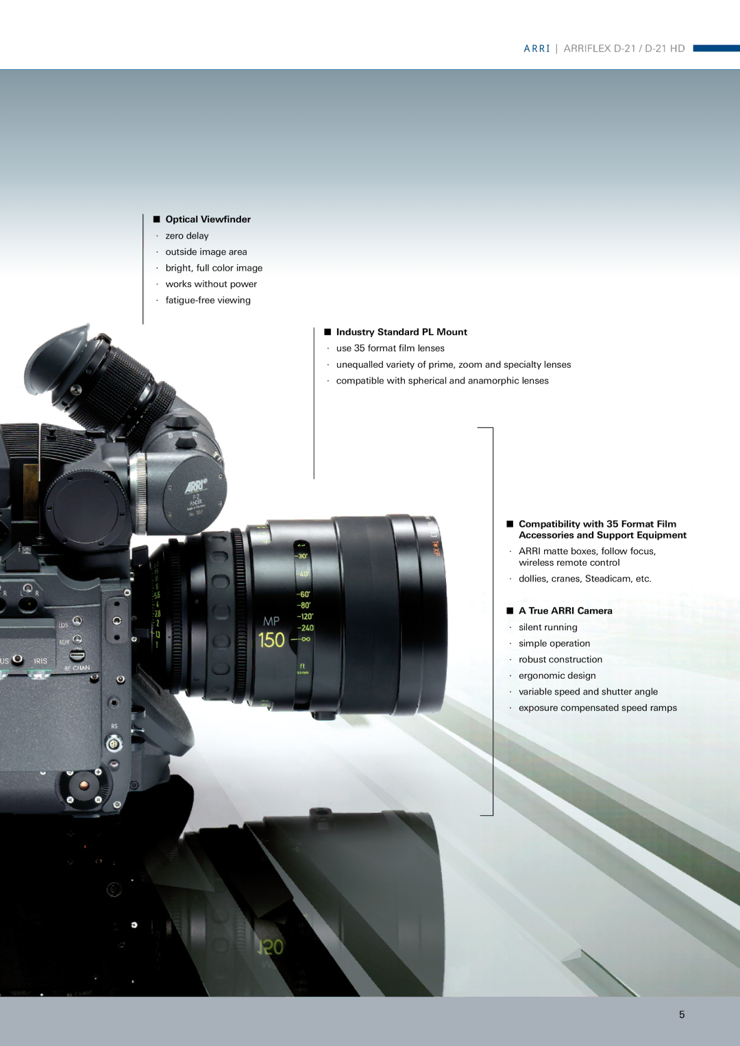 ARRI ARRIFLEX D-21 HD manual Optical Viewfinder · zero delay 