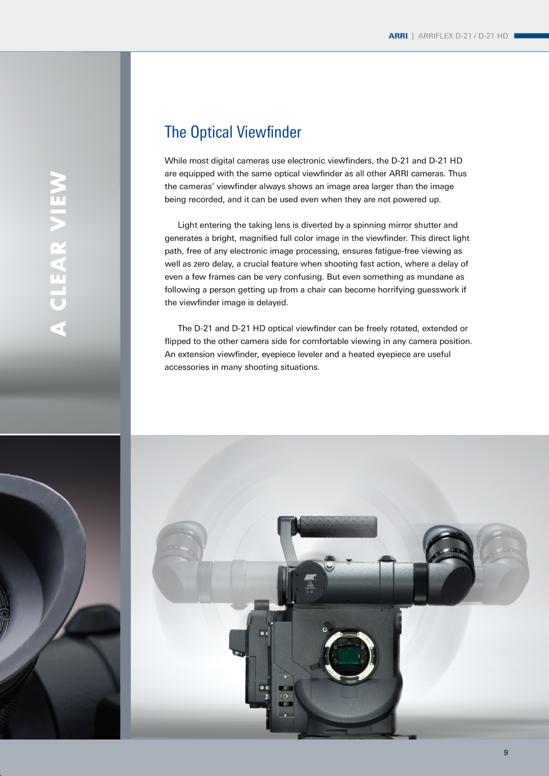 ARRI ARRIFLEX D-21 HD manual Clear View, Optical Viewfinder 