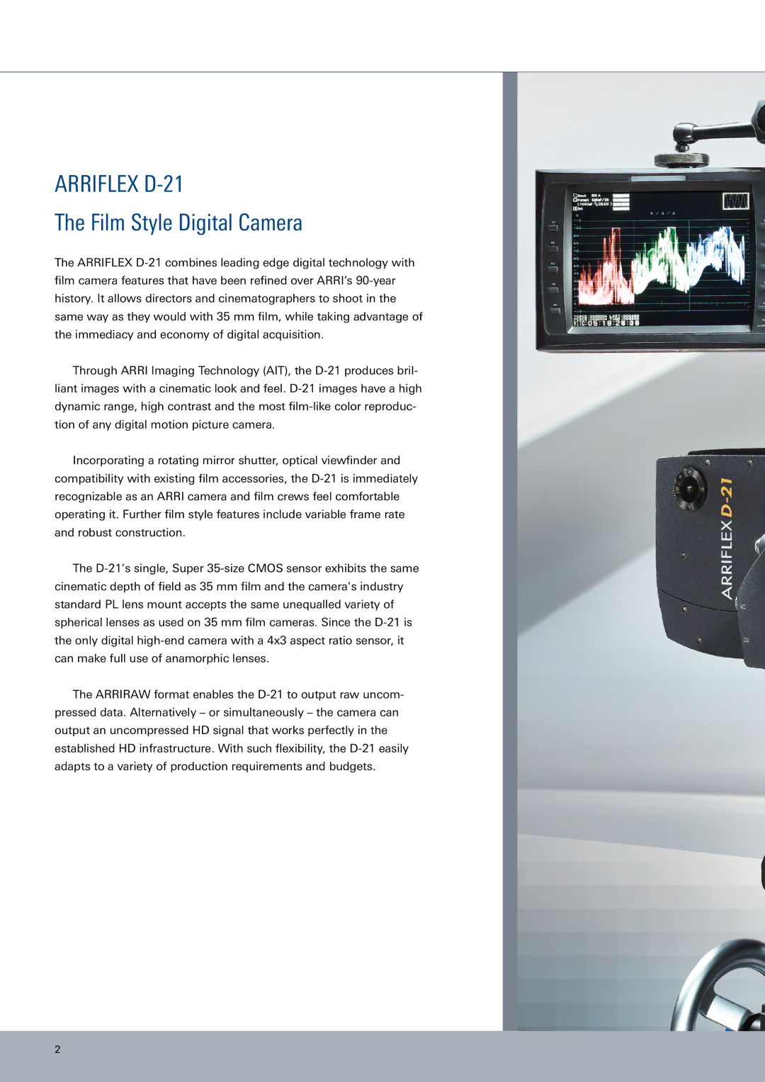 ARRI ARRIFLEX D-21 manual Arriflex D-21, Film Style Digital Camera 