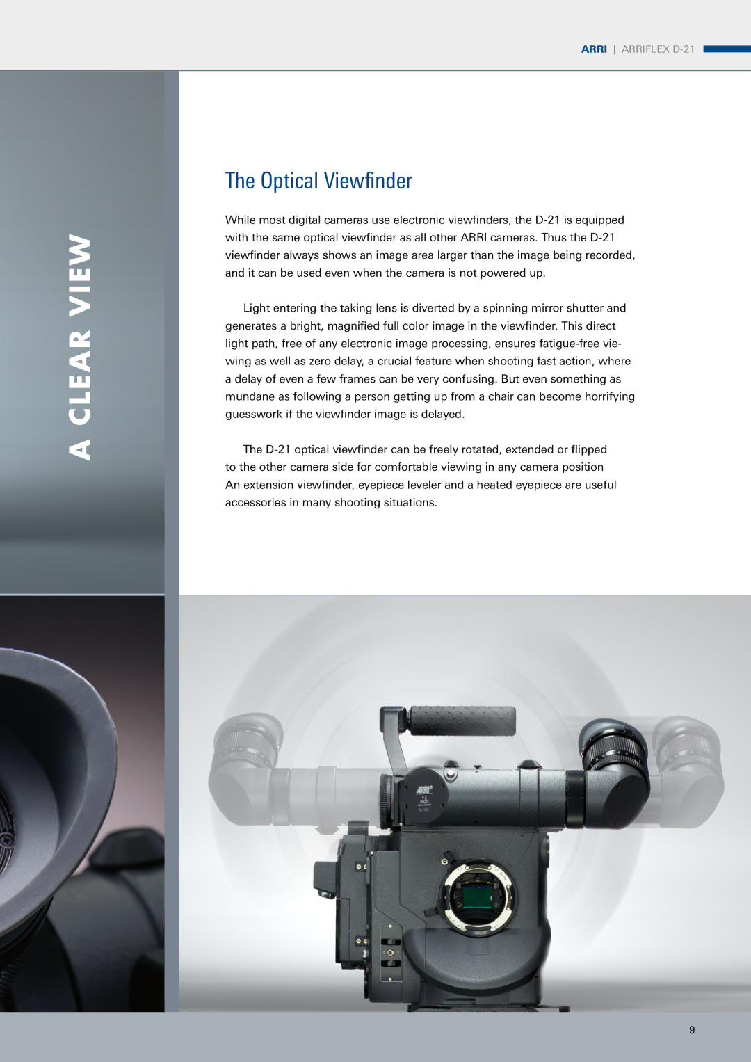 ARRI ARRIFLEX D-21 manual Clear View, Optical Viewfinder 