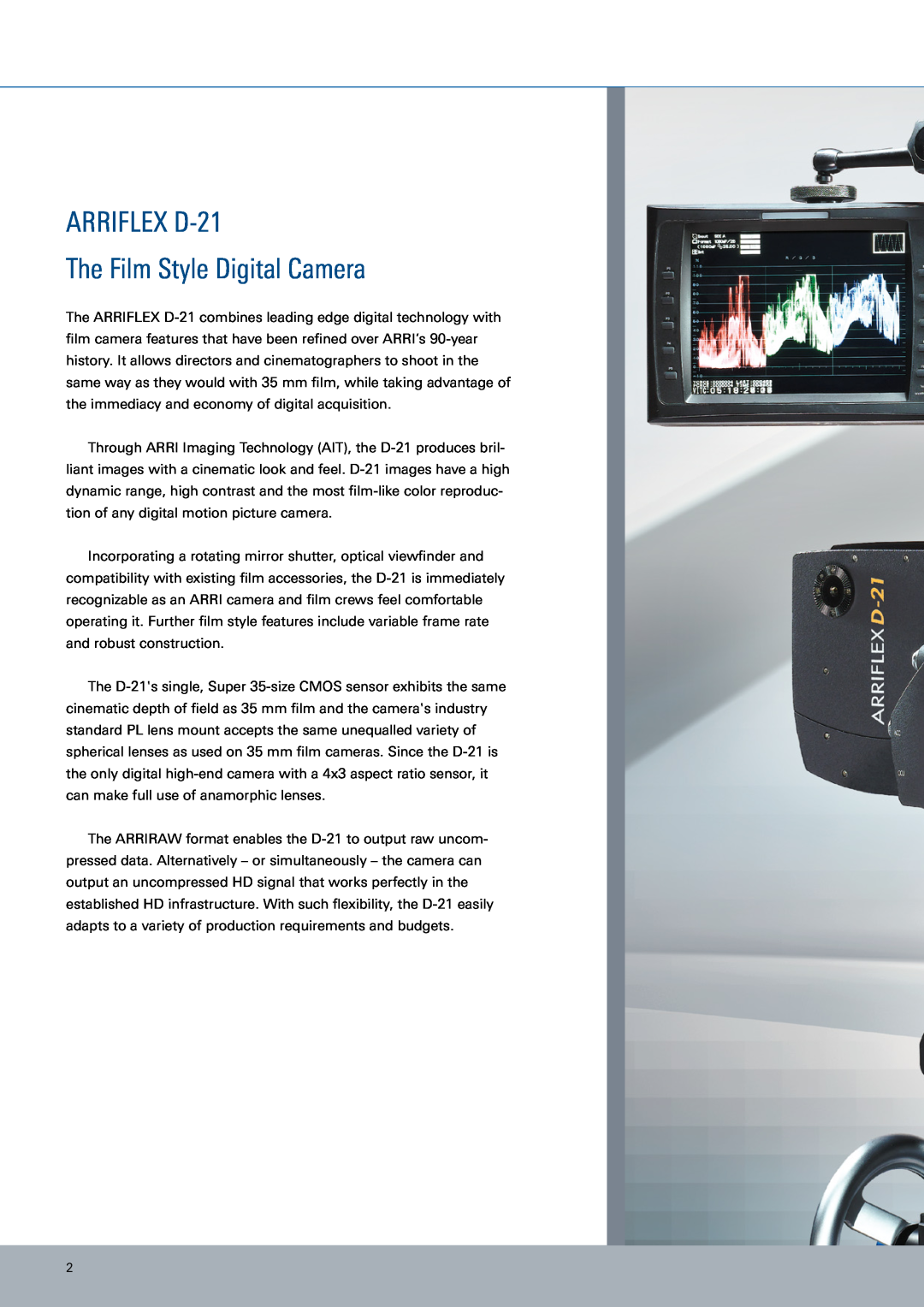 ARRI manual ARRIFLEX D-21 The Film Style Digital Camera 