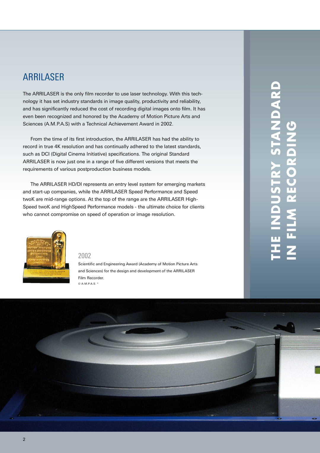 ARRI ARRILASER manual Industry Standard in Film Recording, Arrilaser 