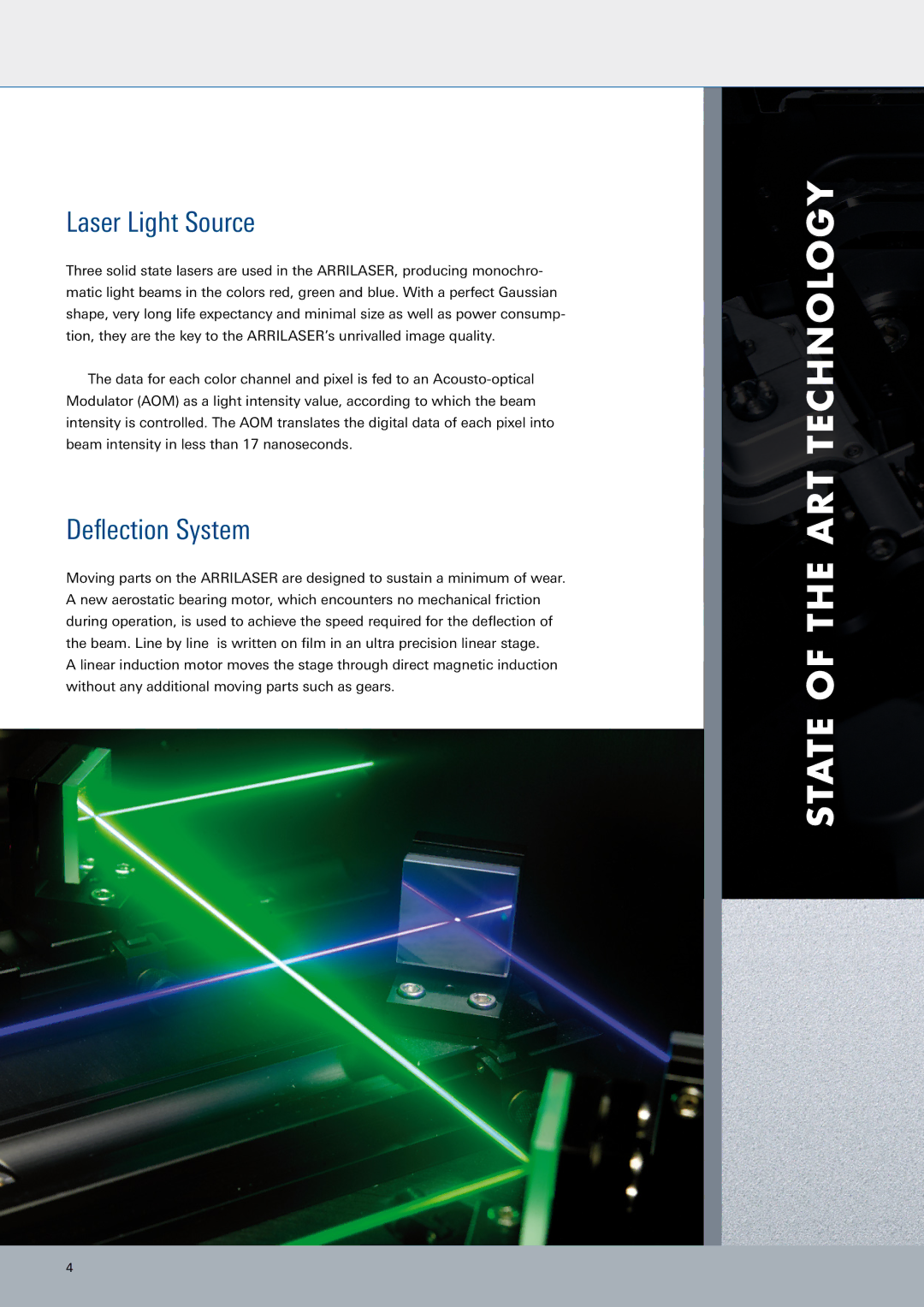 ARRI ARRILASER manual State of the ART Technology, Laser Light Source, Deflection System 